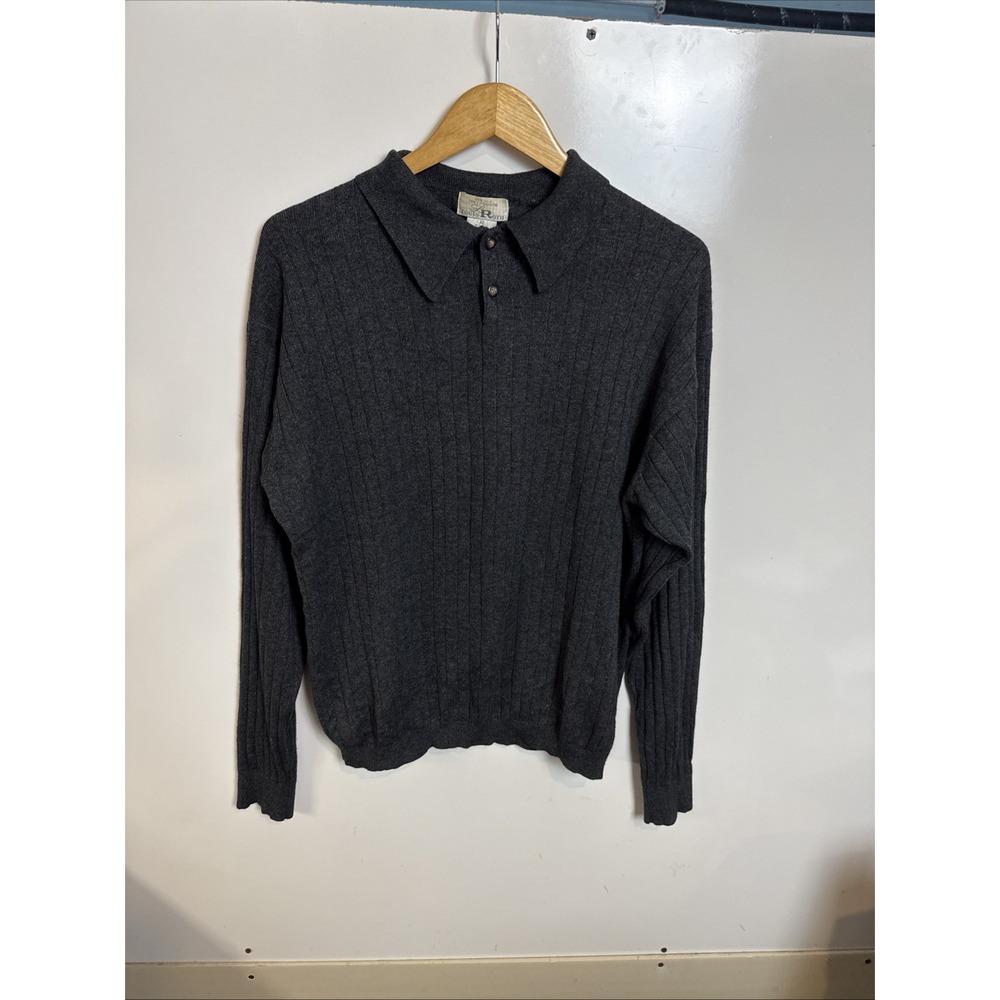 Louis Roth Polo XL Sweatshirt Mens Cashmere Silk Ribbed Pullover Preppy Soft